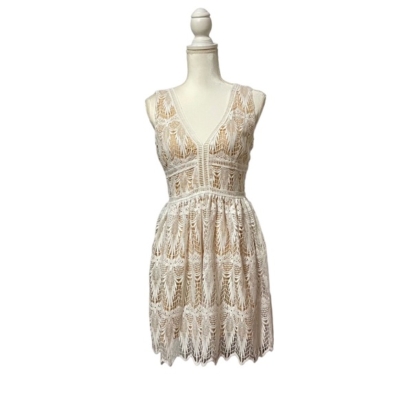 Lucca Couture Lace Crochet Bohemian Dress Cream - Picture 2 of 16